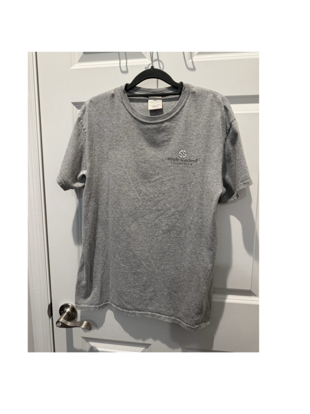 Simply Southern Women's Gray Knit Tractor Graphic Print T-Shirt Short Sleeve M